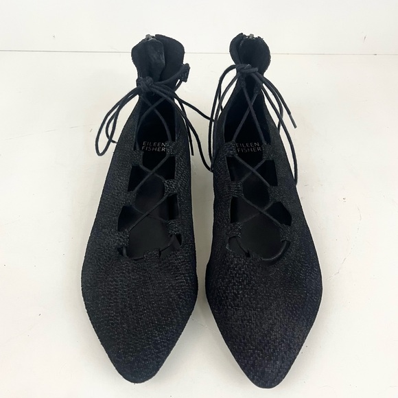 Eileen Fisher Loop 2 Suede Tweed Print Lace Flats Women's Size 8.5 - Picture 4 of 13